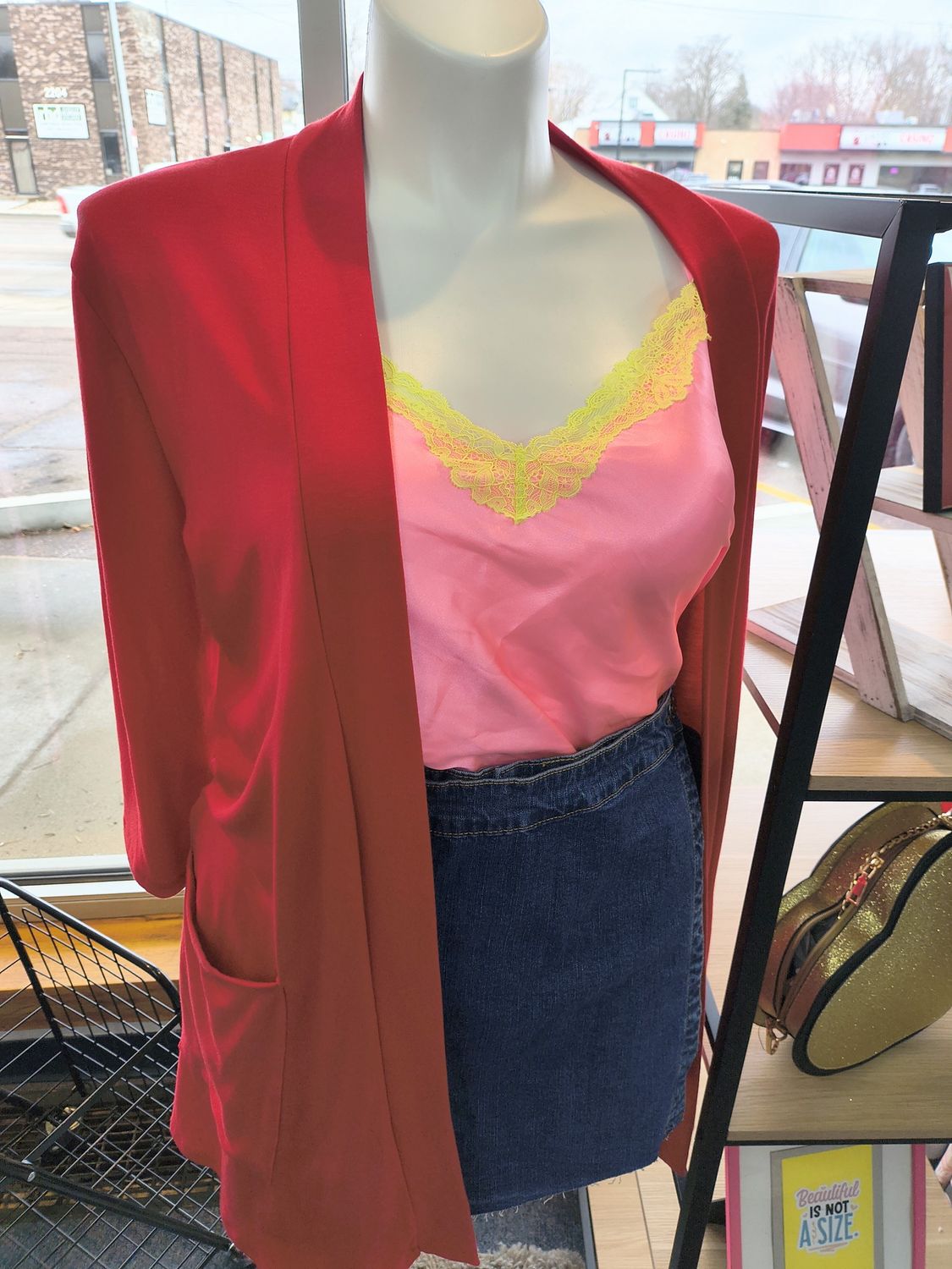 3x Zenana red soft longer cardigan with pockets