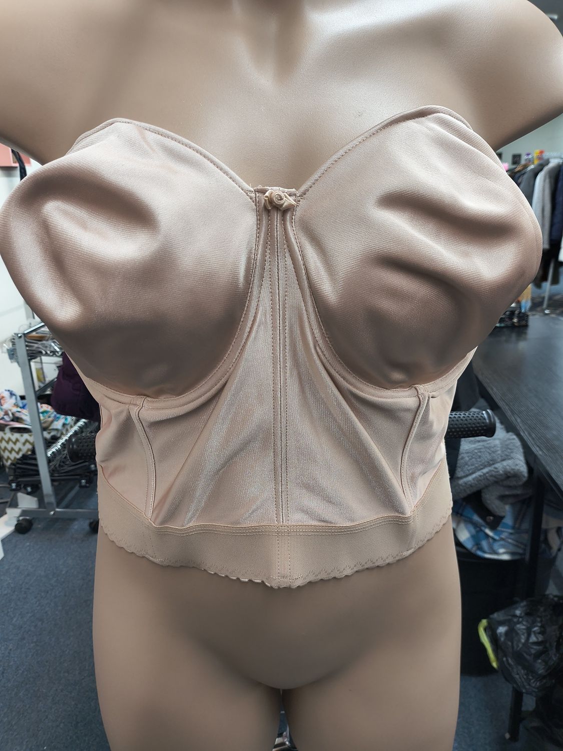 48D Goddess strapless long line undewire bra nude