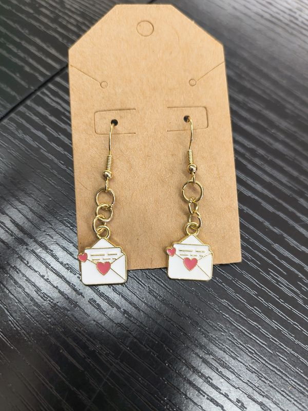 "Love Letters" Delicate envelope heart earrings gold