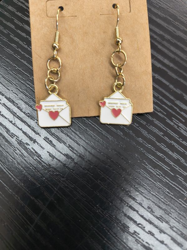"Love Letters" Delicate envelope heart earrings gold