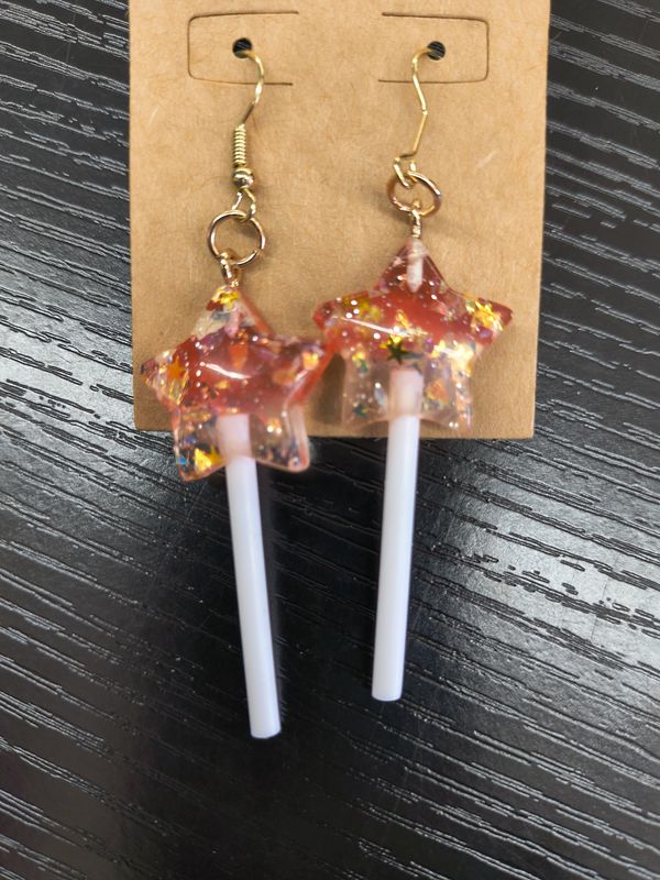 "Lollipop Guild" Heart red and gold handmade sucker earrings