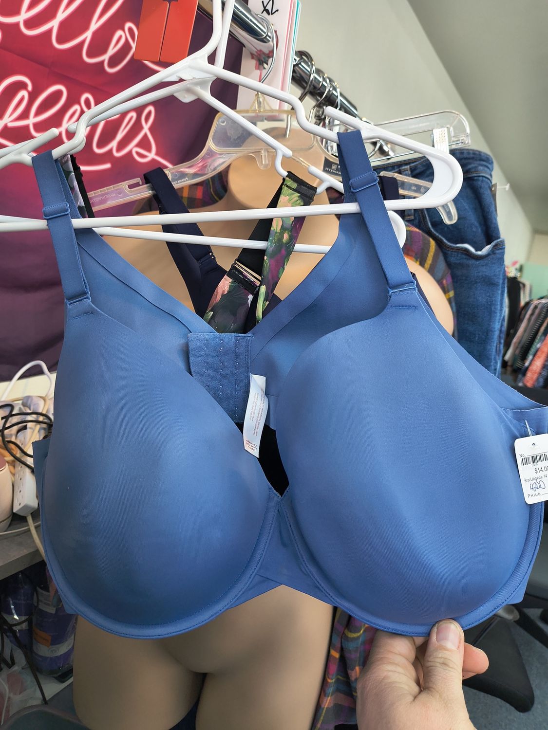 42DD Cacique lightly lined full coverage underwire blue bra