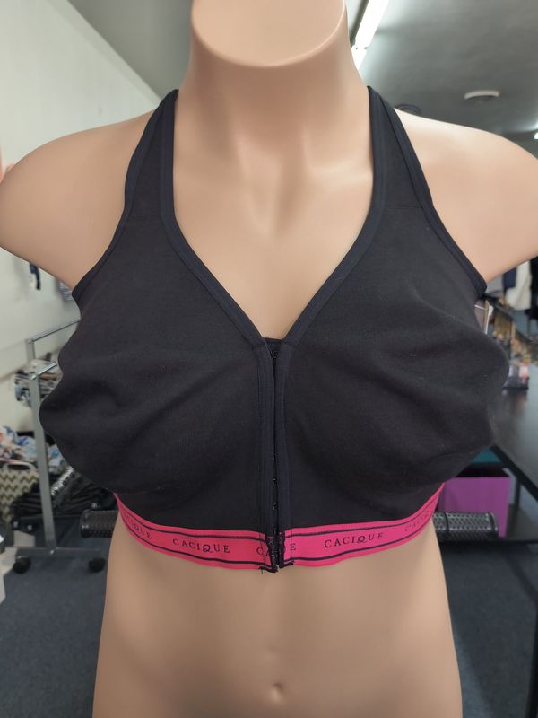 40H Cacique unlined full coverage no-wire black pink lace bra