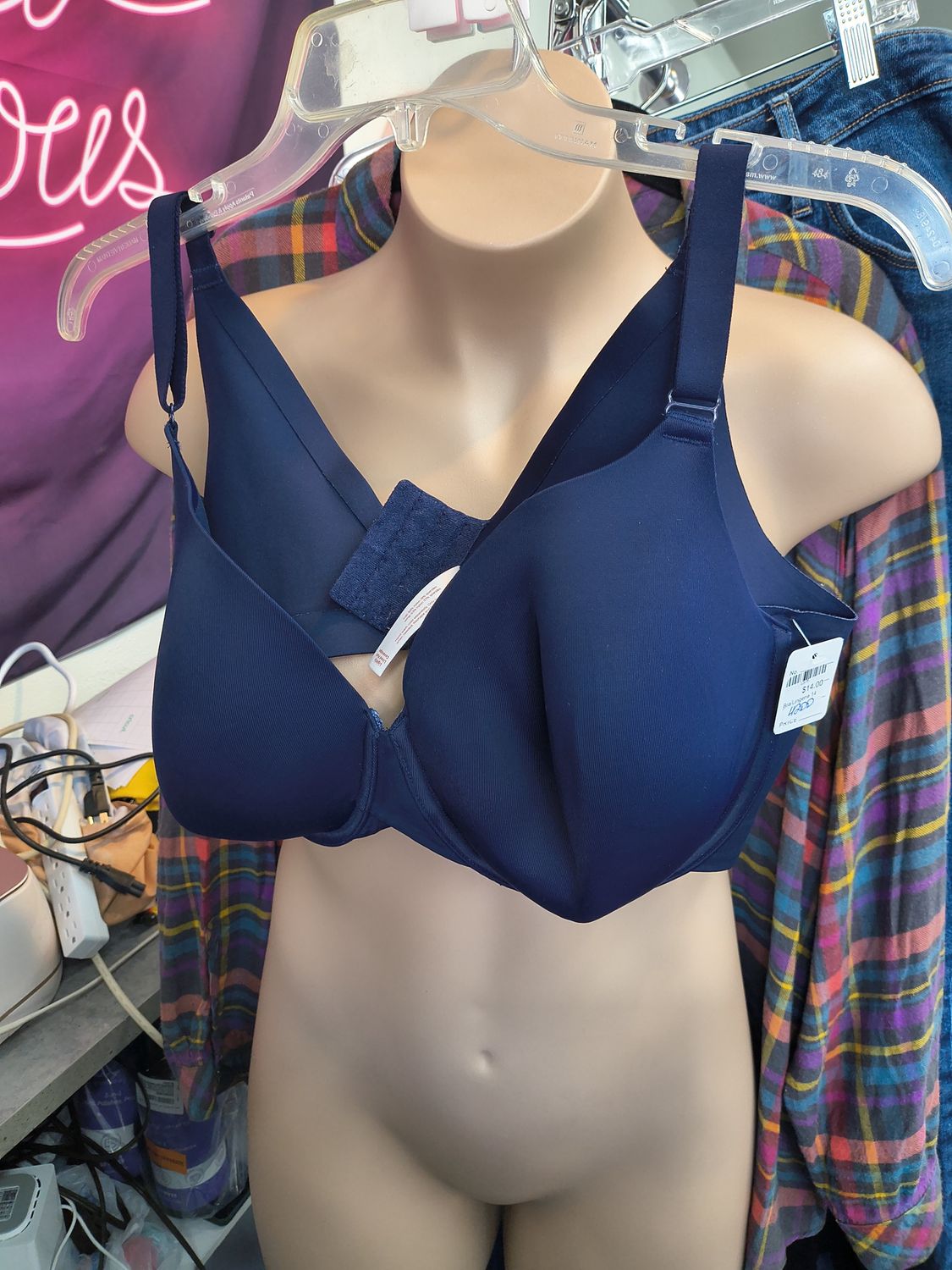 42DD Cacique lightly lined full coverage navy blue underwire bra