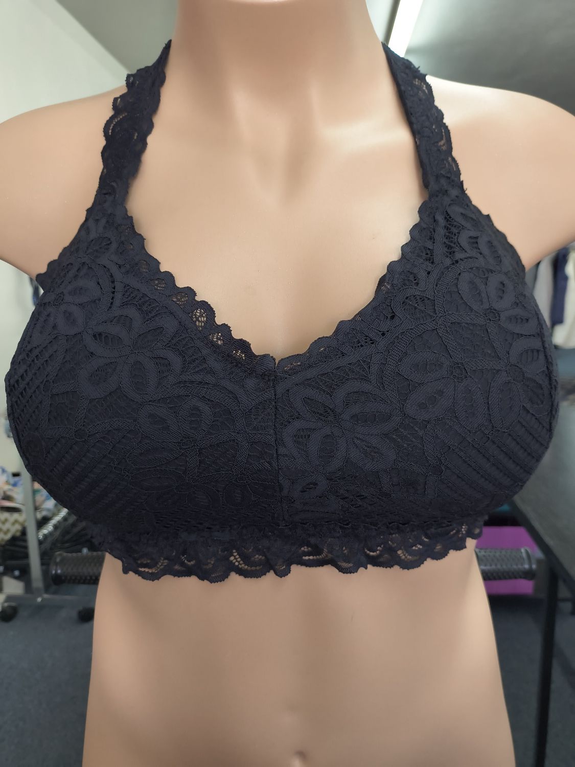 3x Maurices black lace bralette with pads wirefree