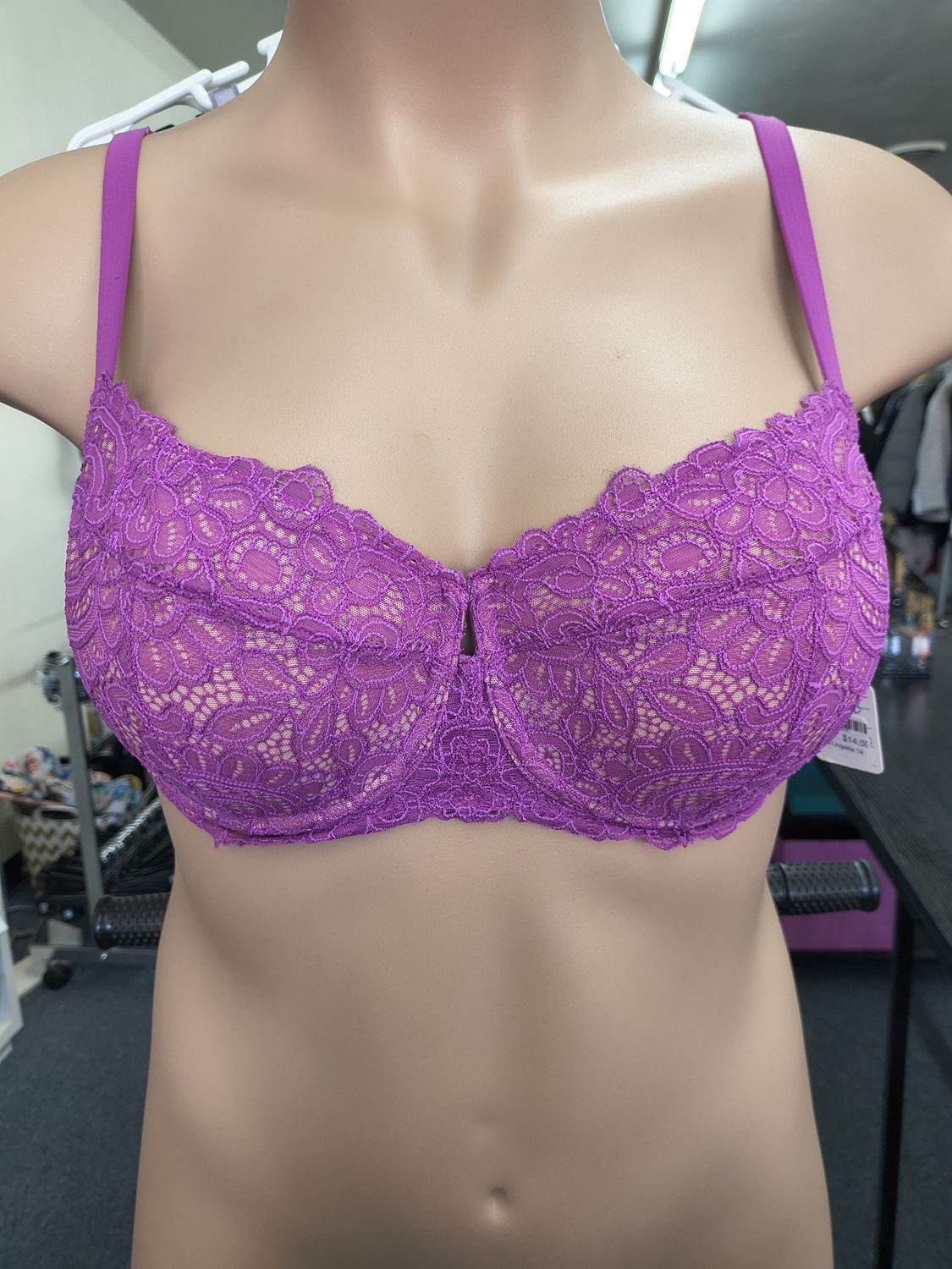 36DD Soma unlined balconette purple lace underwire bra