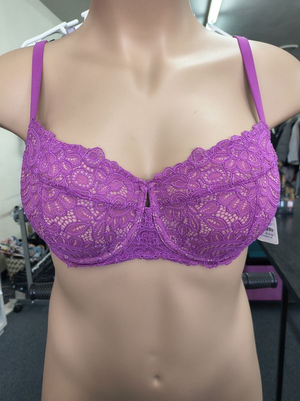 36DD Soma unlined balconette purple lace underwire bra