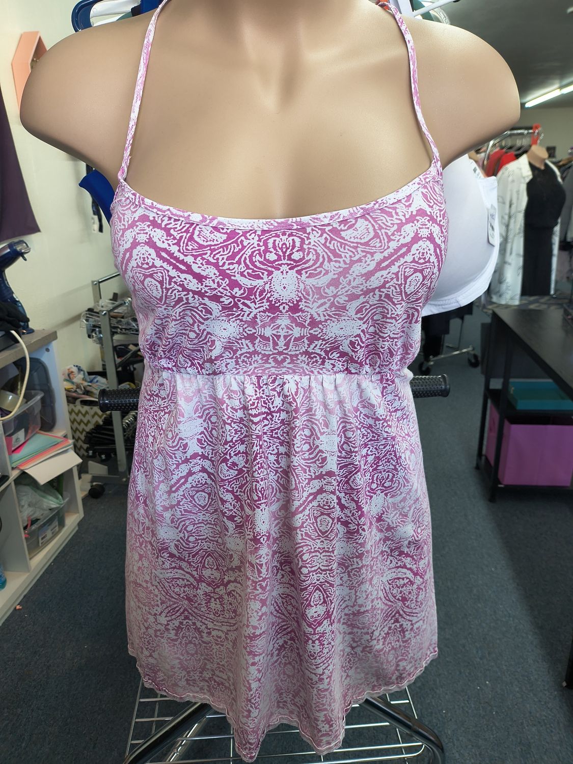 2x Cacique Sleepwear paisley pink knit chemise top