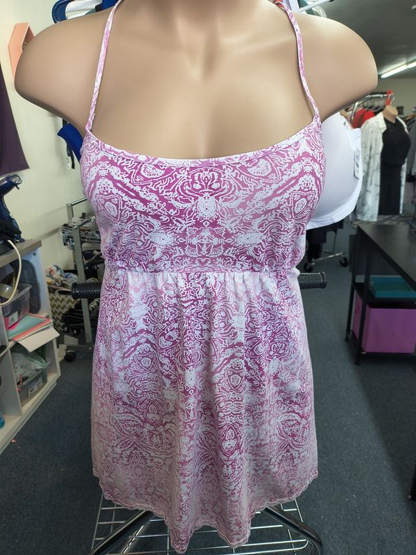 2x Cacique Sleepwear paisley pink knit chemise top