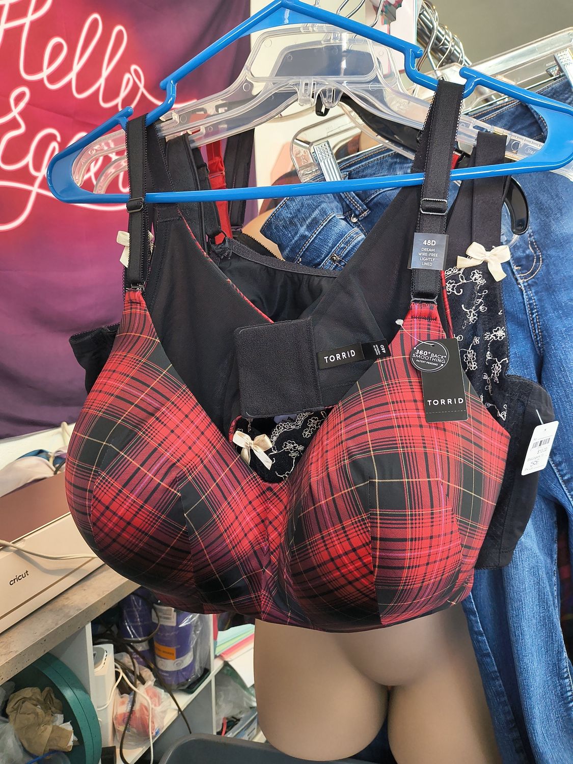 48D Torrid Curve NWT plaid dream wire free lightly lined bra