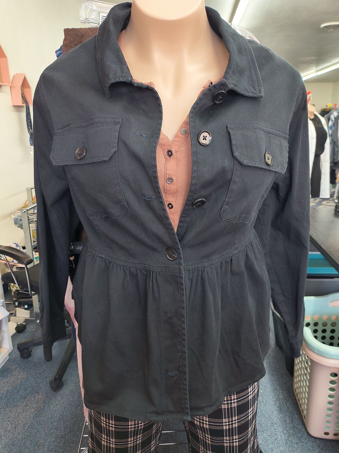 2x Torrid black peplum button front casual jacket