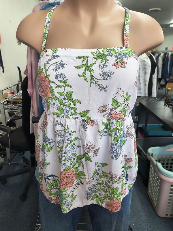 3x Torrid white floral tattoo print babydoll tank top