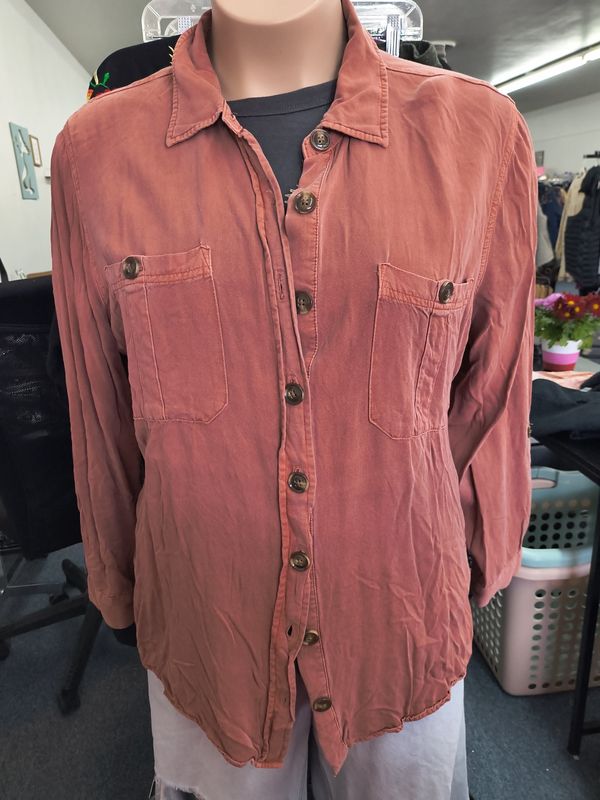 2x Maurices relaxed fit orange button front shirt