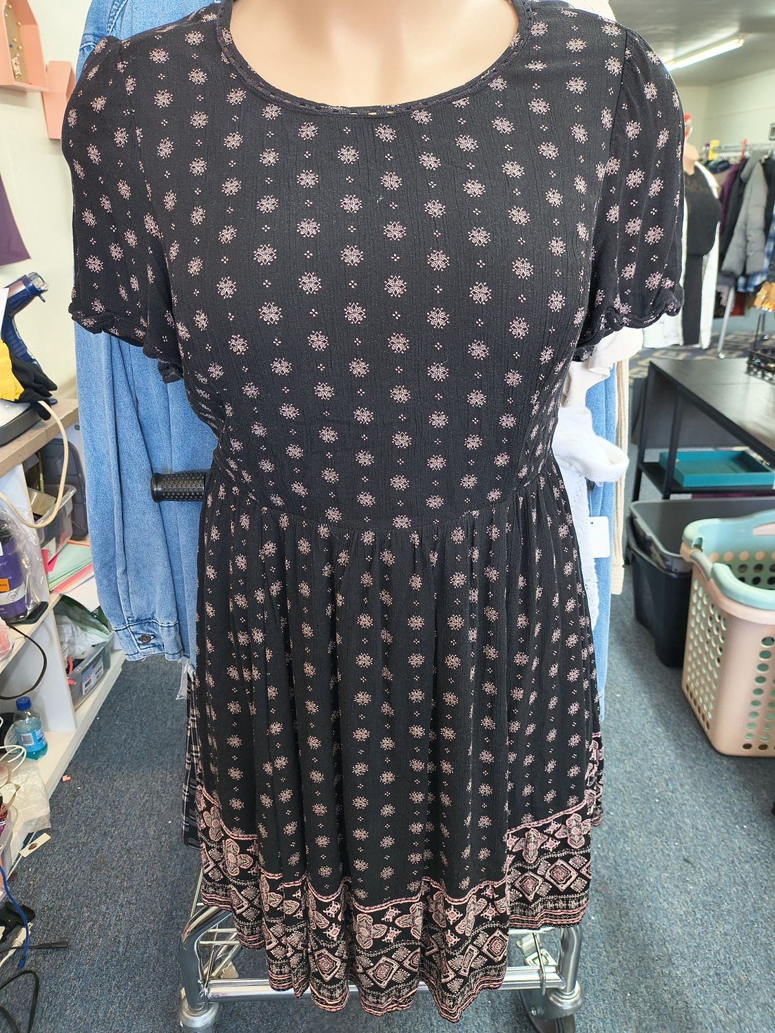 2x Torrid black and pink polka dot print mini dress 18