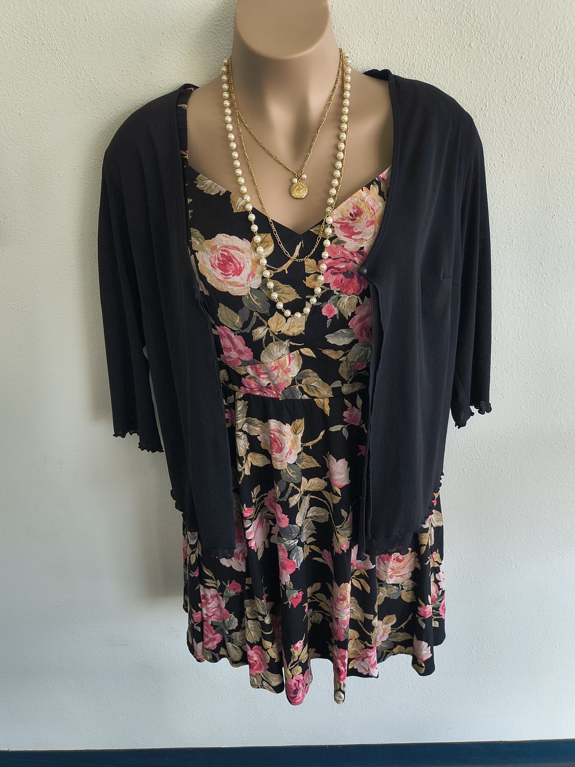 2x Black 2 layer dressy cardigan top stretchy