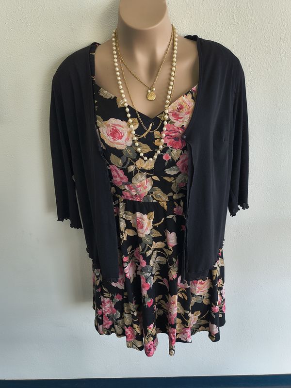 2x Black 2 layer dressy cardigan top stretchy