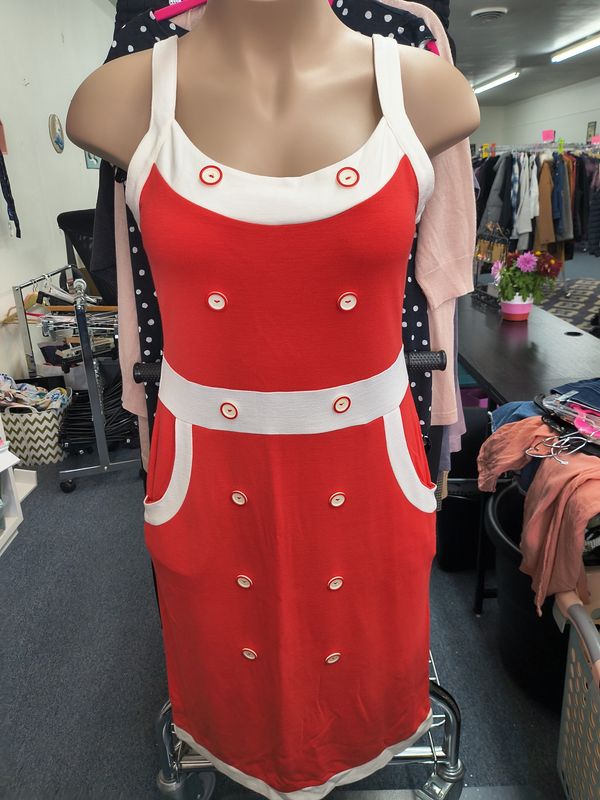 XL Venus pinup red wiggle sailor dress with buttons size 14