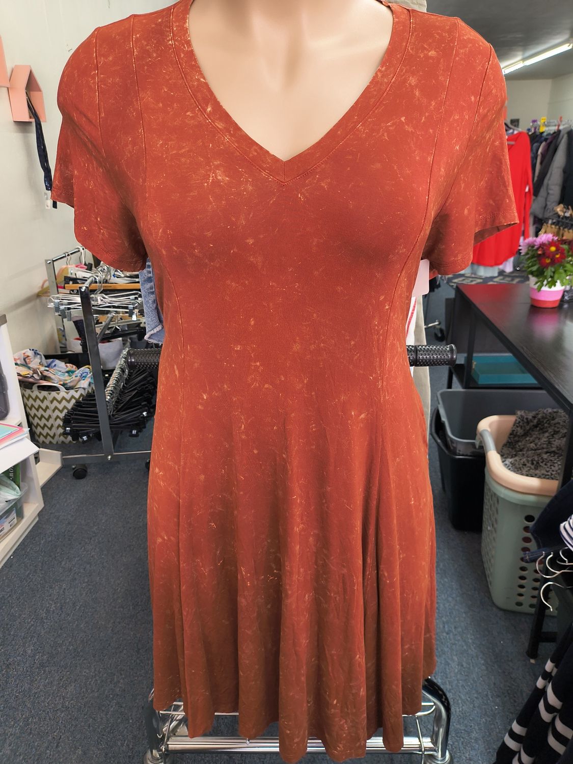 2x Torrid super soft knits orange acid washed swing dress