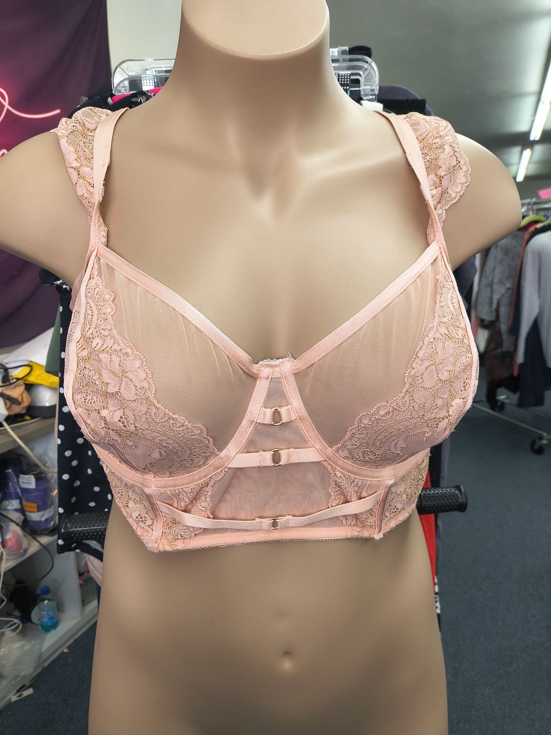 4x Torrid Curve longline pink lace underwire bra