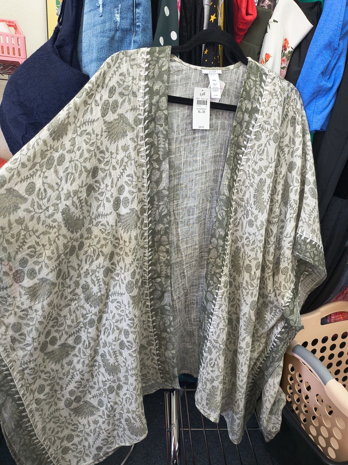 One Size Pure Jill NWT green floral kimono top xl-3x