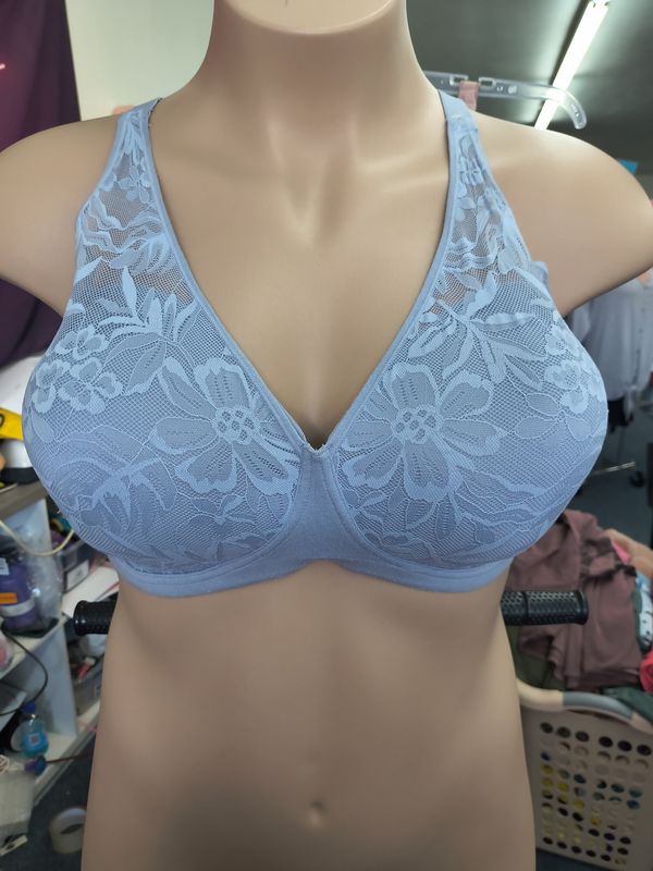 Size 2x Bali Breathe blue lace cup lounge bra wireless