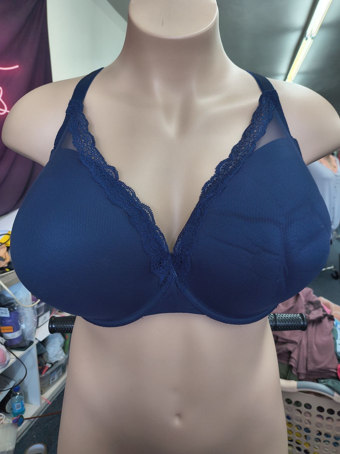 Size 50DD Torrid Curve navy underwire push-up plunge bra