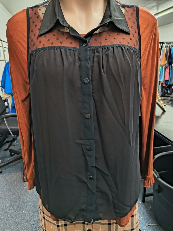 3x Shein Curve black sleeveless top with polka dot sheer