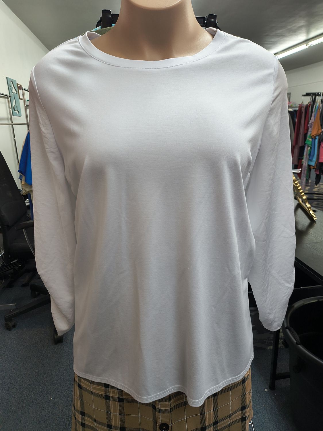 3x Cato white tunic hi-lo hem top with long sleeves