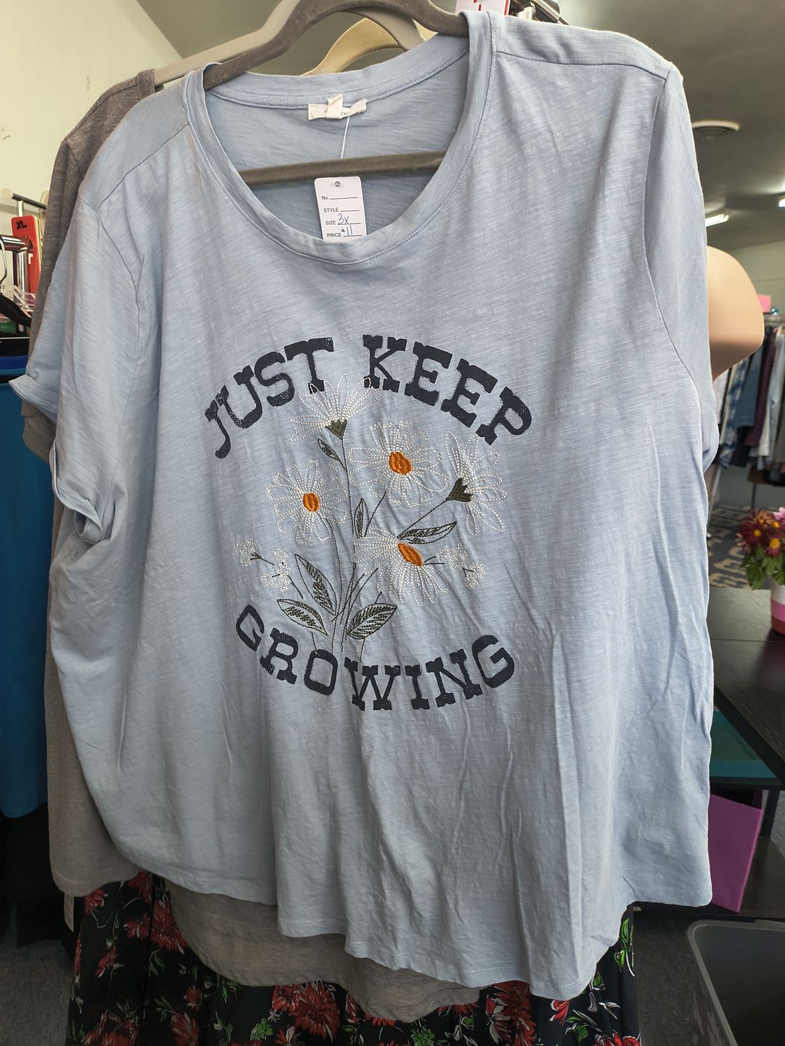 Size 3x Maurices blue "Just Keep Growing" flower graphic tee