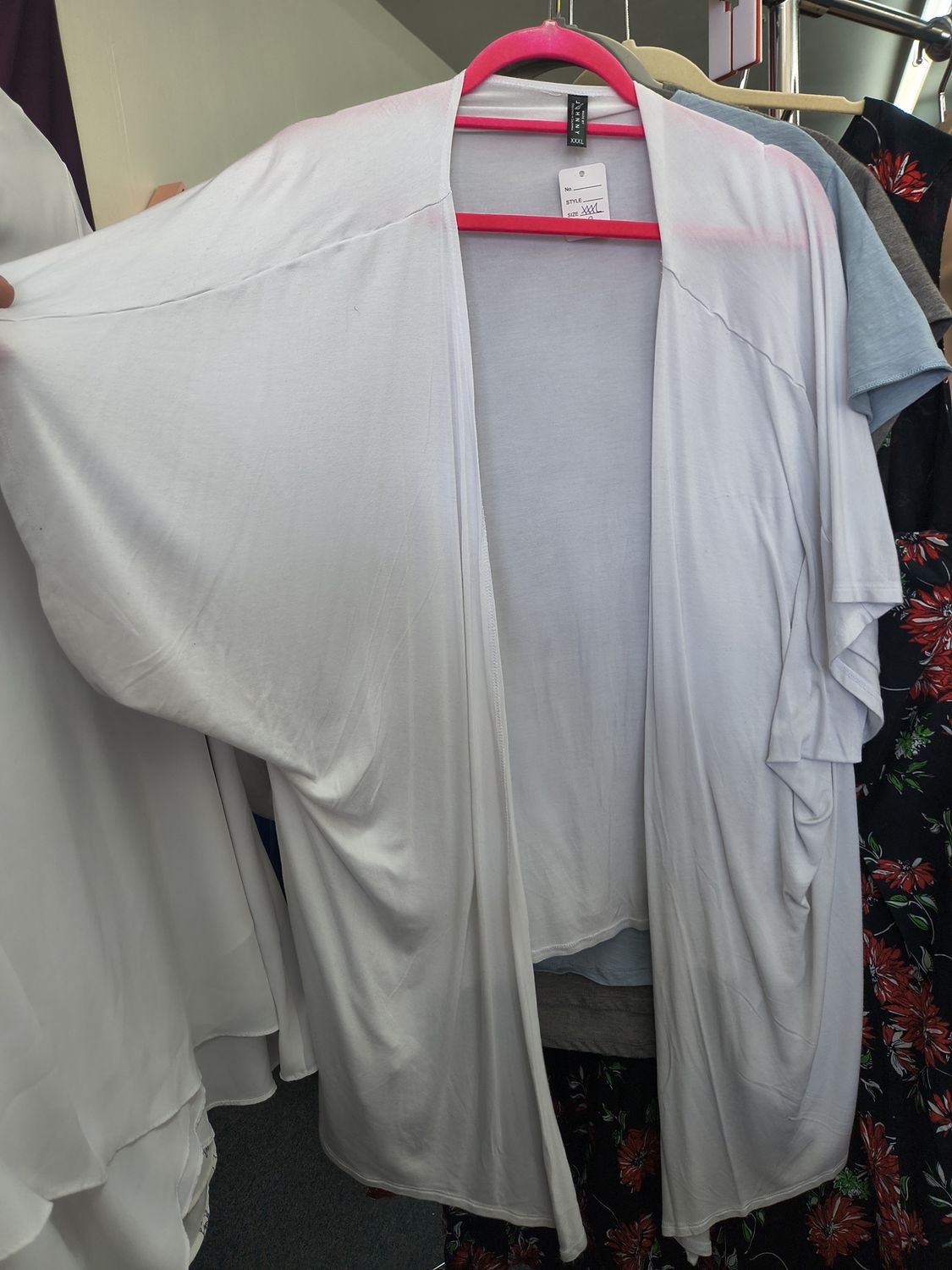 Size XXXL white short sleeve knit cardigan 2x 3x