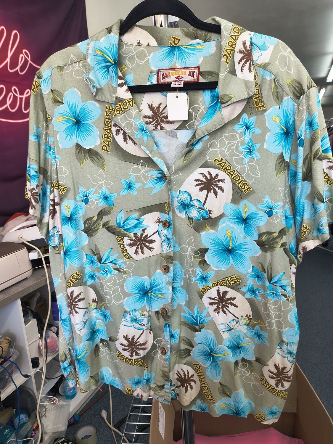 Size 2x Caribbean Joe women's Hawaiian print buttonup shirt