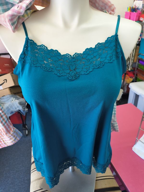 Size XL Cato blue lace trim tank top