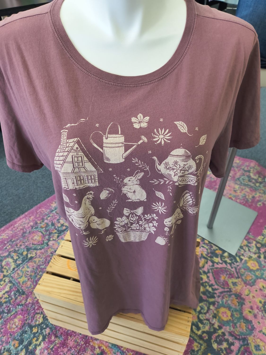 Size 3x Torrid mauve Spring graphic tee top floral bunny