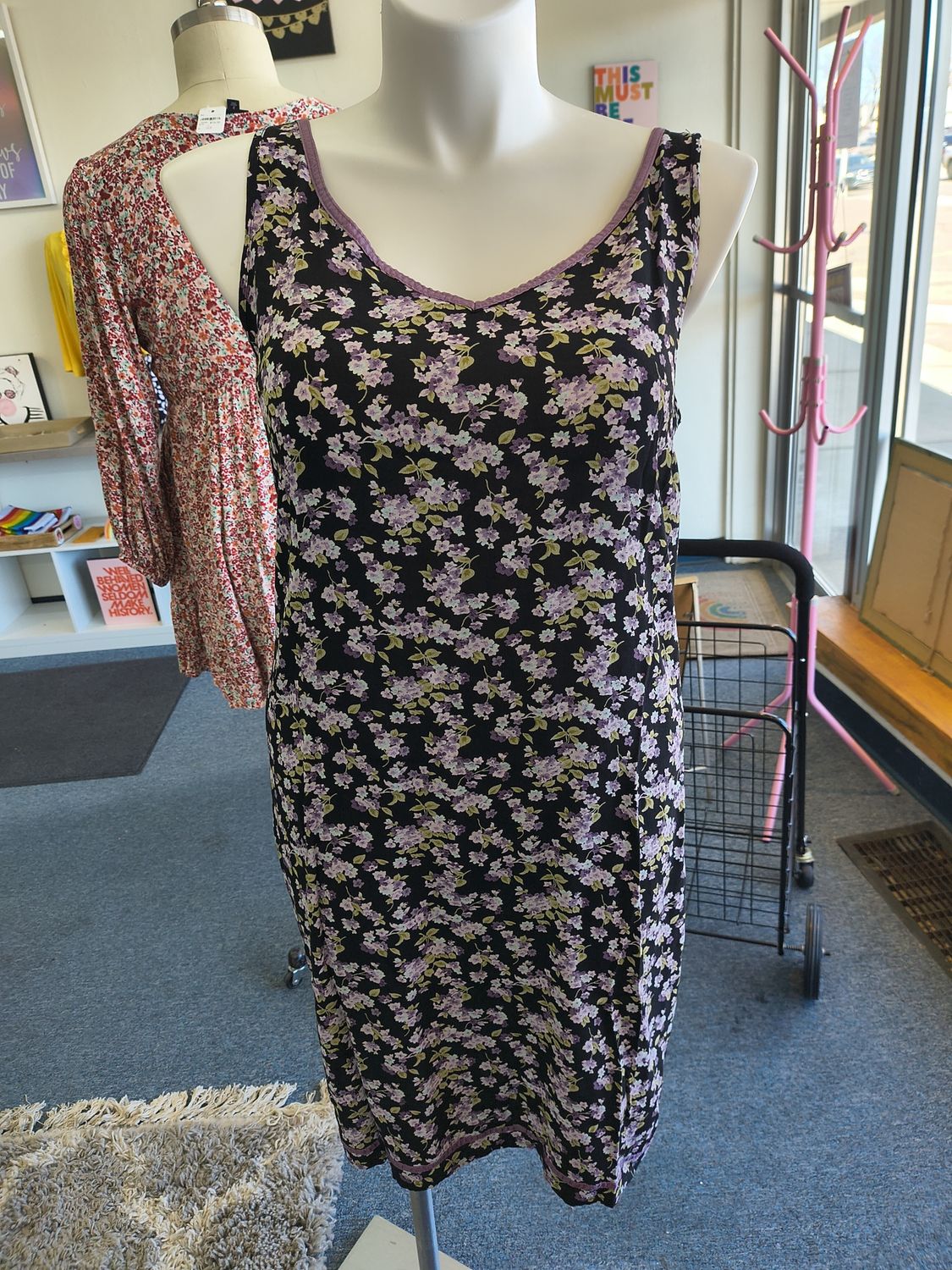 Size XL Gap Factory vintage floral slip dress black and purple