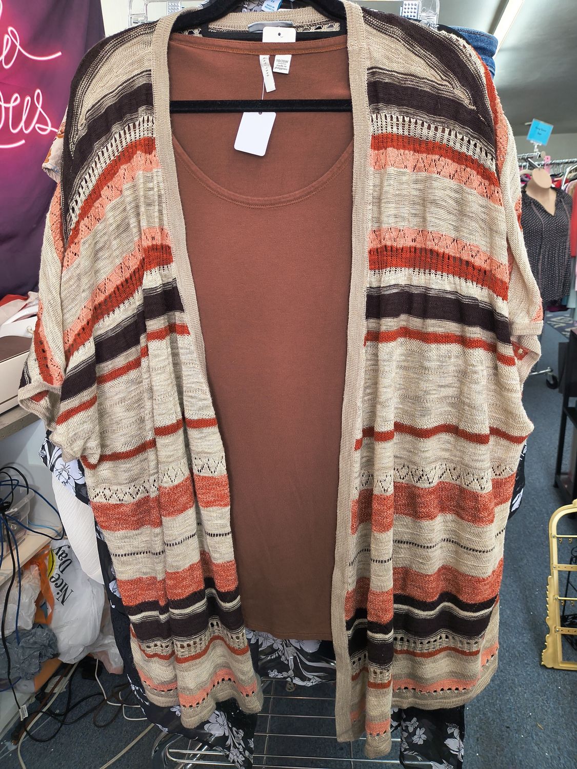 Size 2x/3x Catherines striped short sleeve cardigan sweater