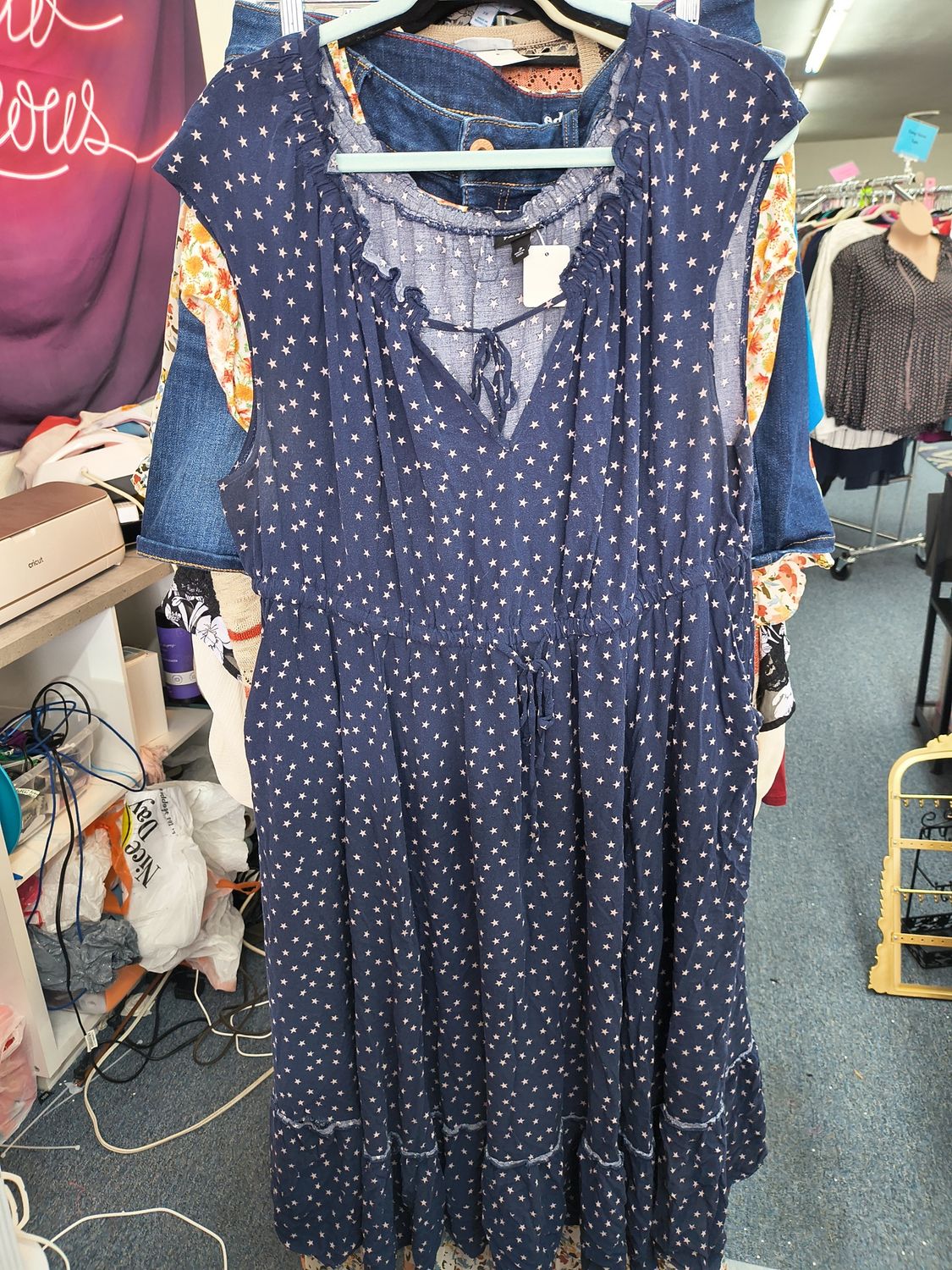 Size 3x Torrid star print navy tiered midi dress