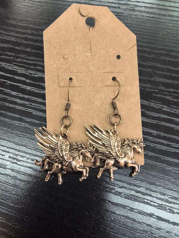 "My Little Pegasus" Bronze gold Pegasus handmade earrings