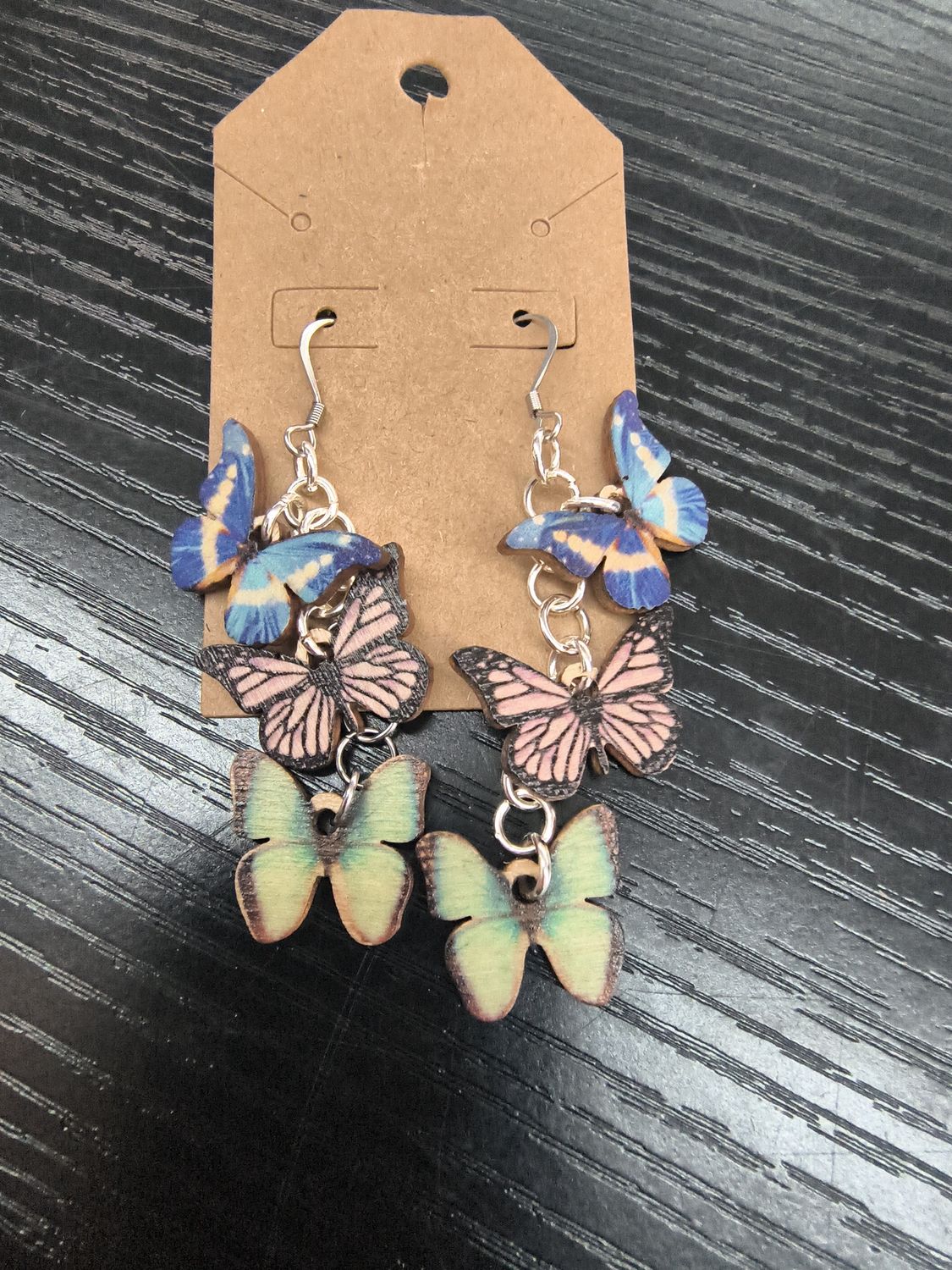 "Fly Away" Wooden butterfly handmade earrings