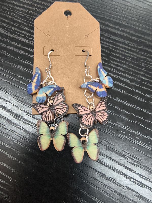 "Fly Away" Wooden butterfly handmade earrings