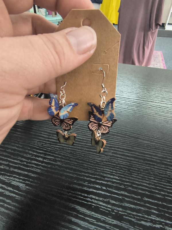 "Fly Away" Wooden butterfly handmade earrings