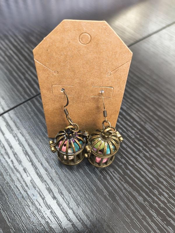 "Skulls of my enemies" Handmade birdcage earrings with skulls