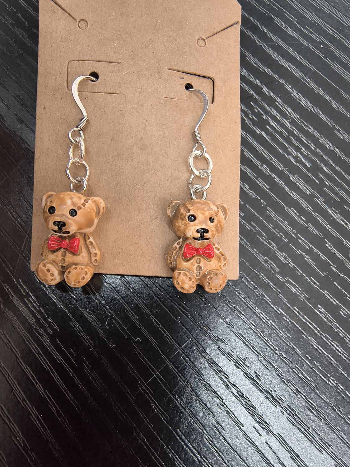 "Bear with Me" Dainty brown bear handmade earrings