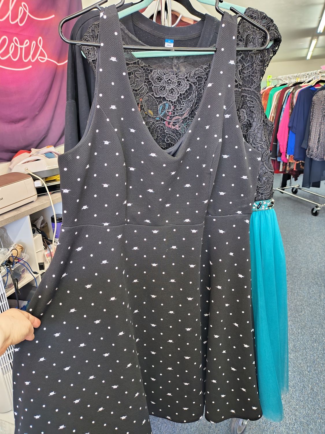 Size 2x Torrid black and white cat print fit and flare dress