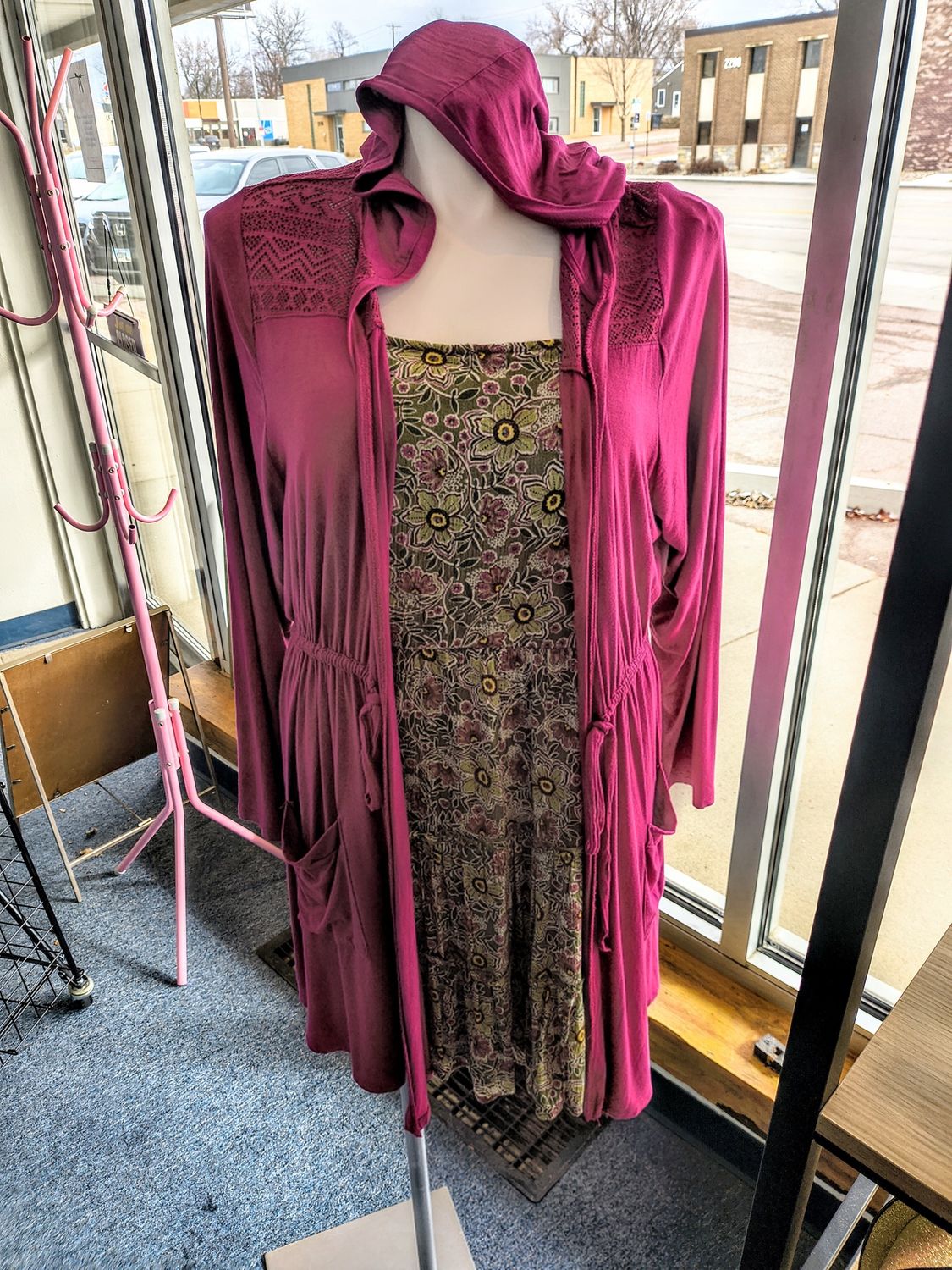 Size 3x Torrid purple hooded cardigan with lace accent