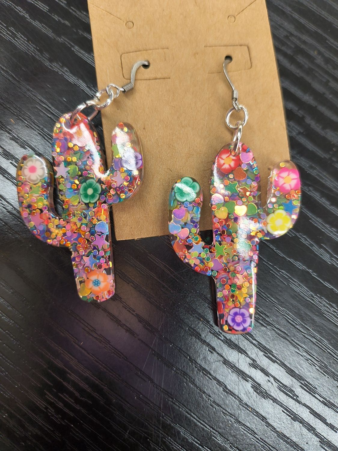 "Sit on a Cactus" Colorful acrylic cactus handmade earrings