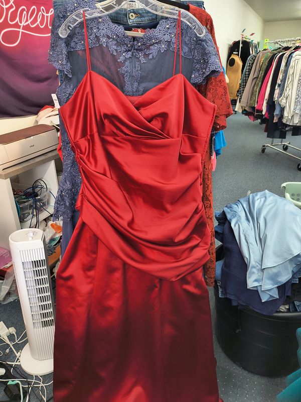 Size 16 David's Bridal red bridesmaid prom long full dress