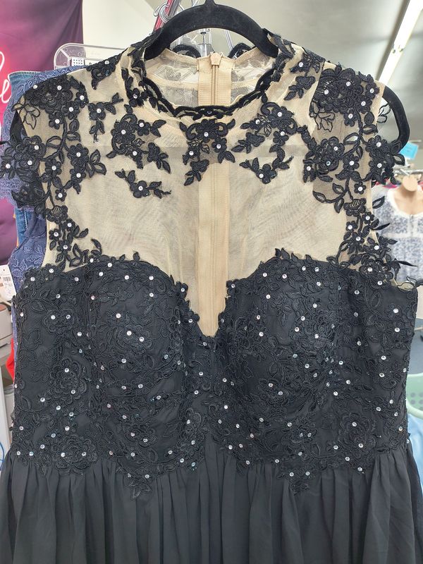 Size 18 JJs House black and nude lace full short prom cocktail dress