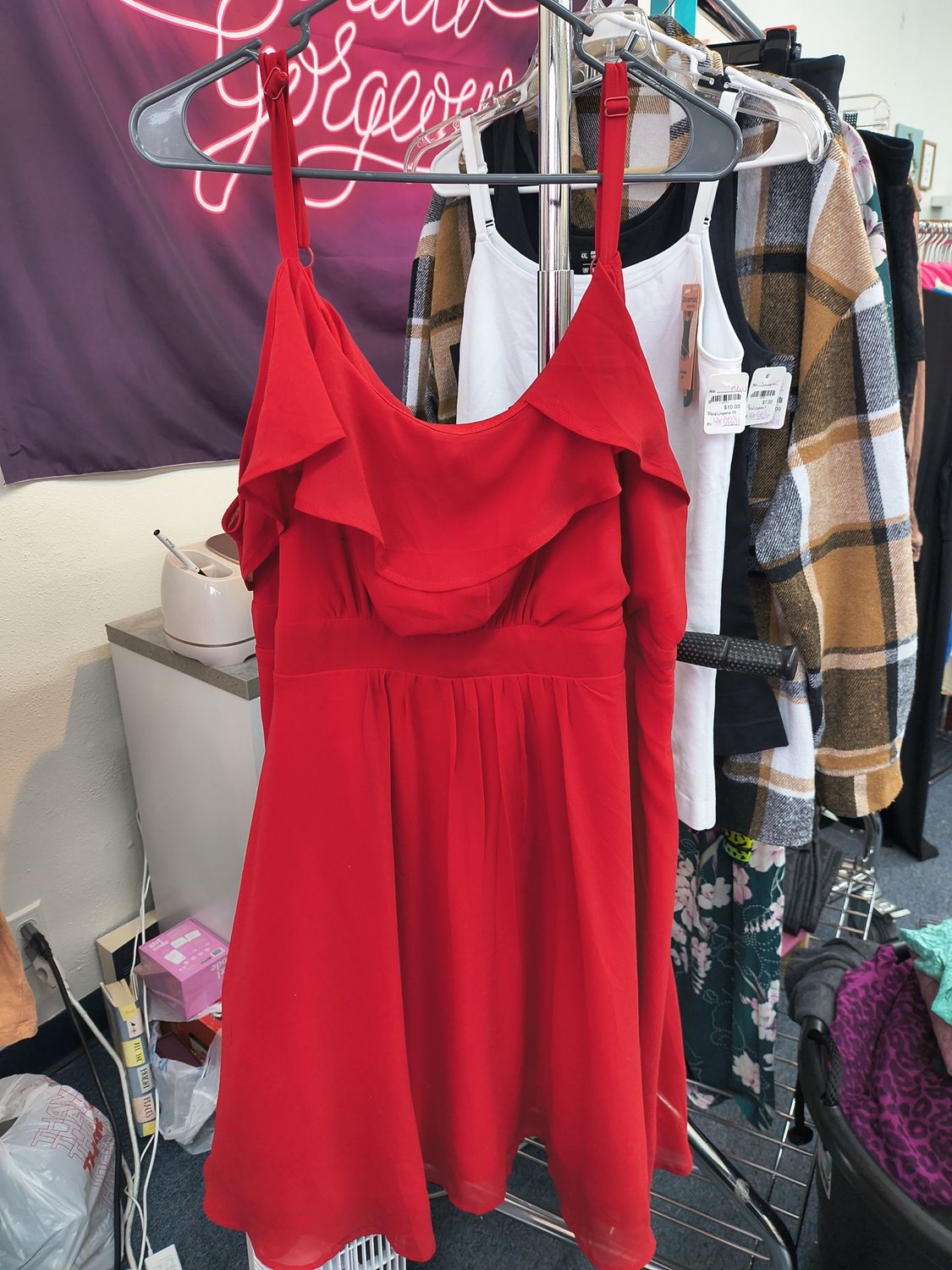 Size 20 Torrid red ruffle knee length floaty romantic dress