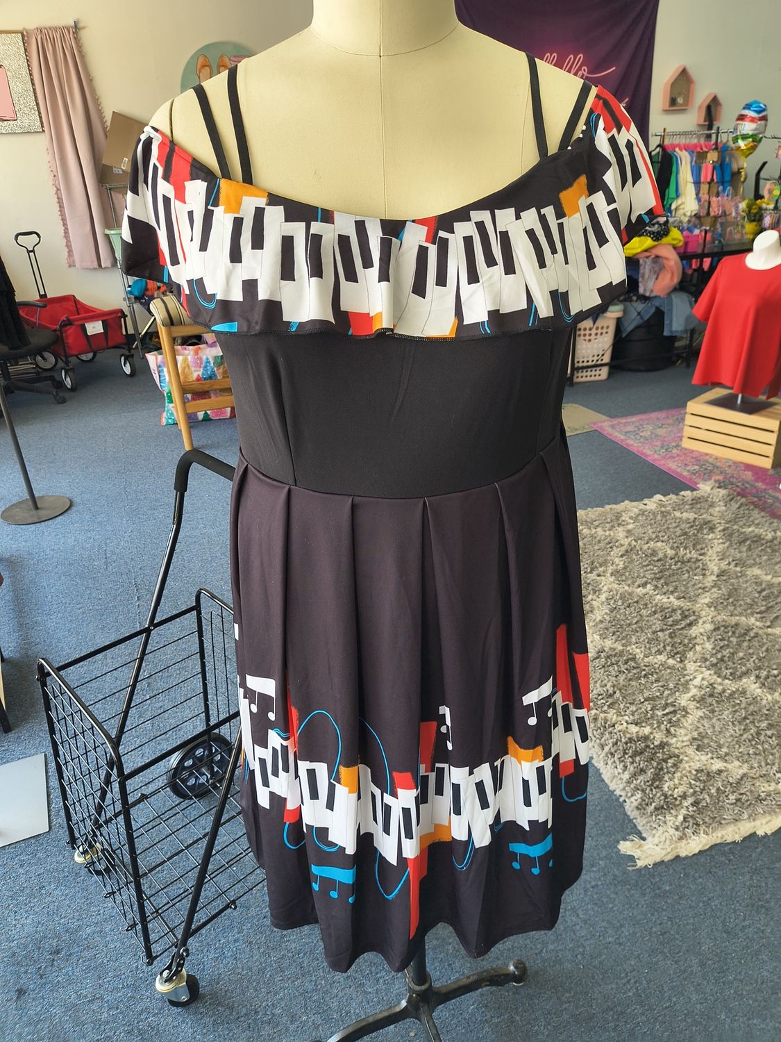 Size 3x Rosegal NWT piano keyboard ruffle dress