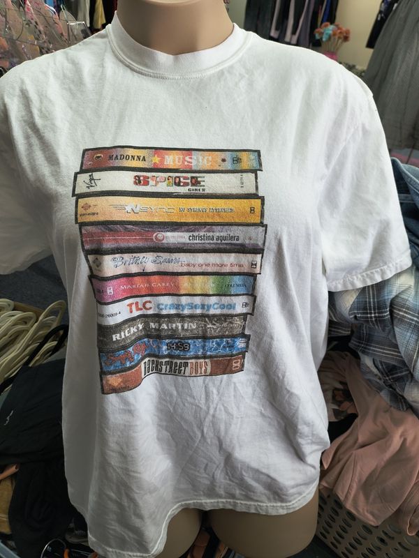XL Comfort Colors white 90s cassette tape graphic tee